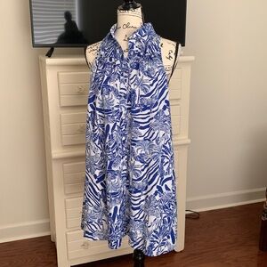 Tropical Print Blue/White Dress